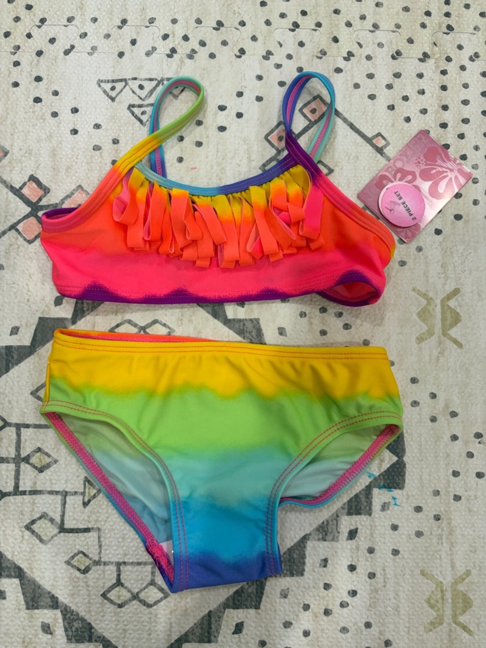 Toddler Girl Rainbow Fringe Two-Piece Swim Set - Multicolor